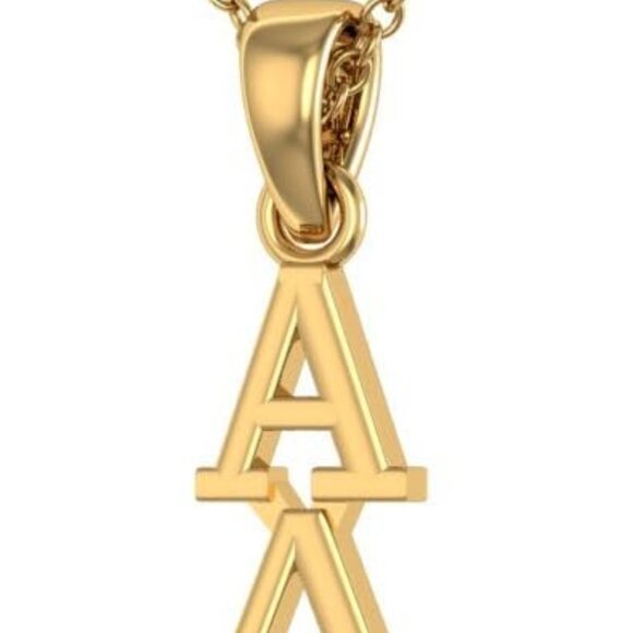 Alpha Delta Pi Sterling Silver Gold Plated Necklace 18" Chain Jewelry - Picture 1 of 2